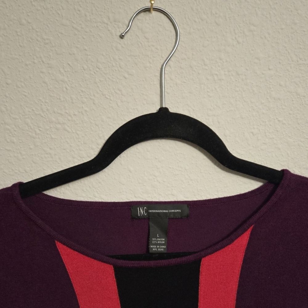 INC International Concepts Large Purple, Black and Red Long Sleeve Sweater - Picture 2 of 4
